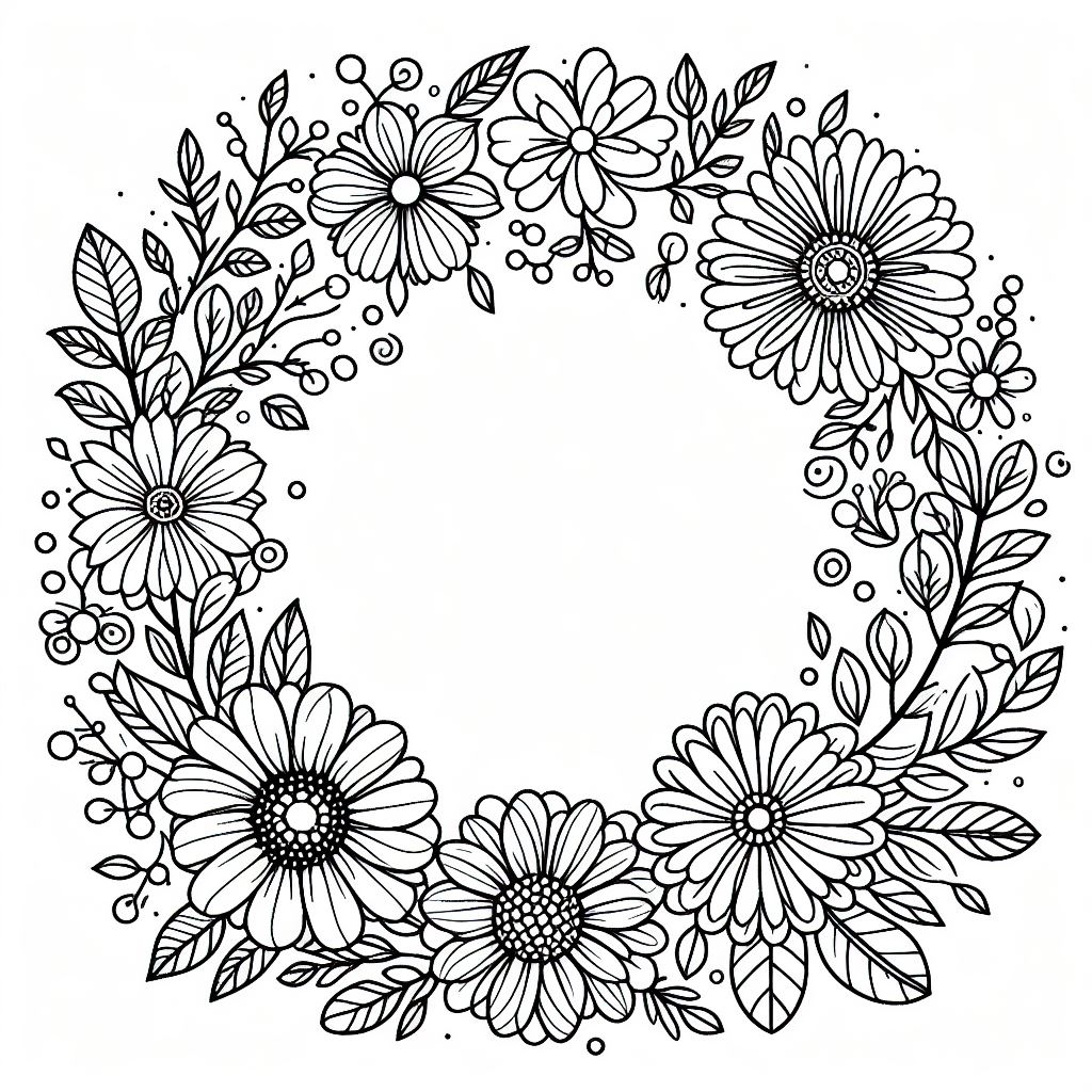 דף צביעה של מסגרת פרחים דף צביעה של מסגרת פרחים