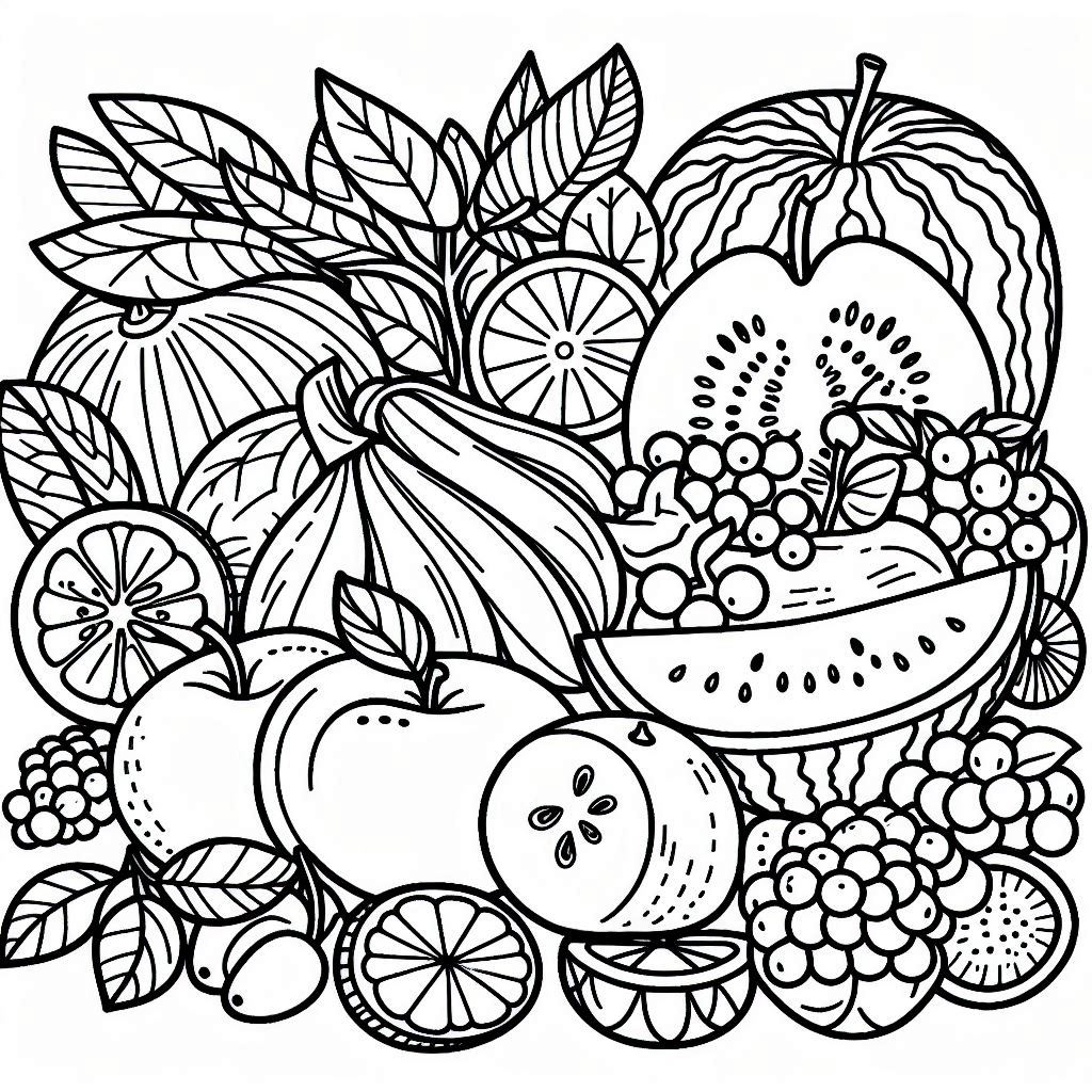 דף צביעה של פירות לקיץ דף צביעה של פירות לקיץ
