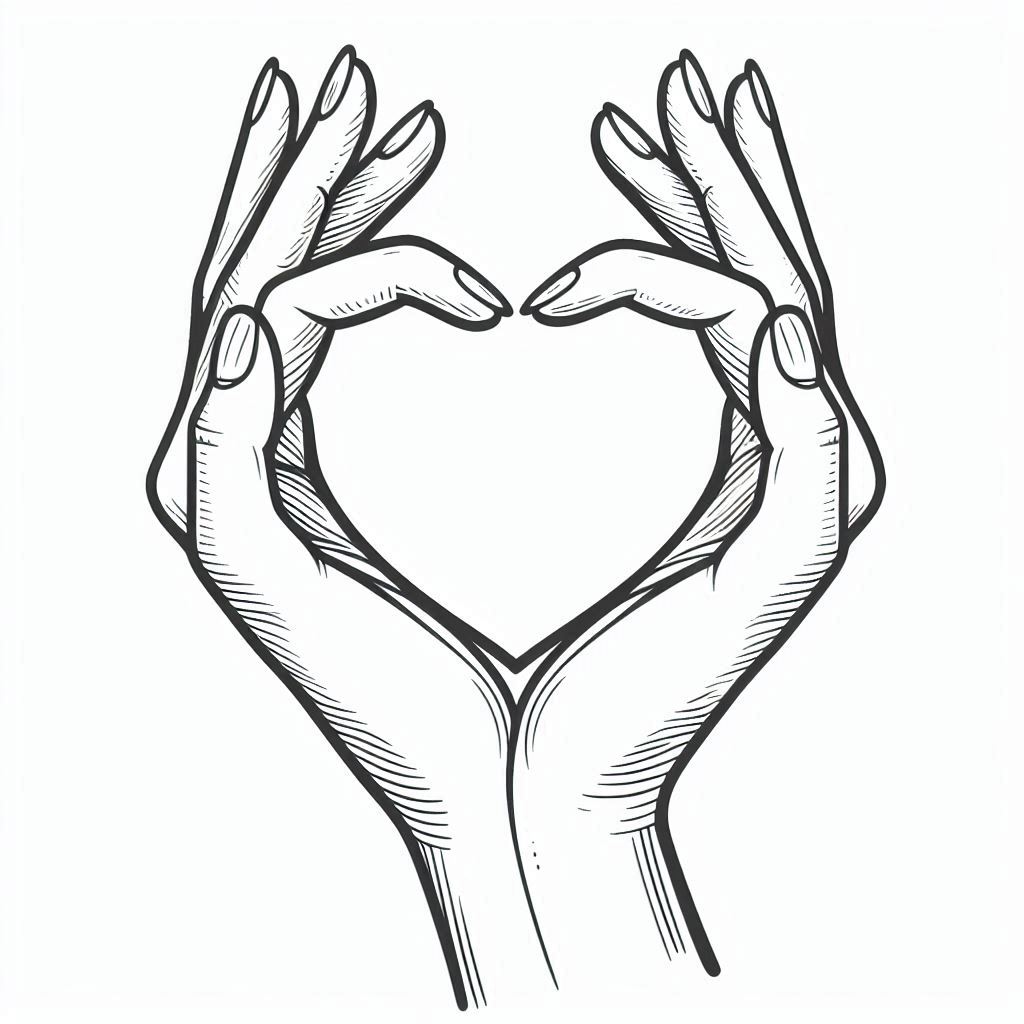 לב עם האצבעות לצביעה לב עם האצבעות לצביעה