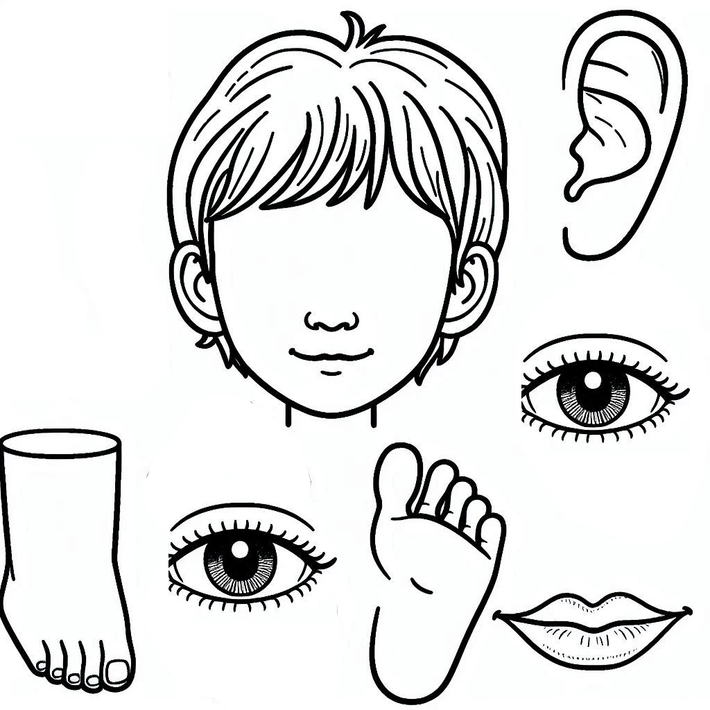 דף צביעה של חלקי גוף דף צביעה של חלקי גוף