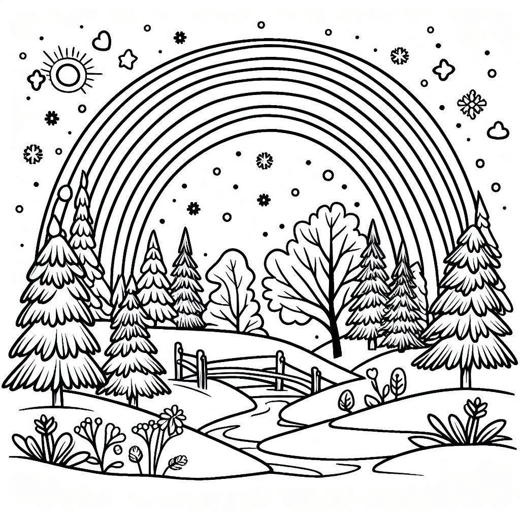 קשת בענן יום חורף לצביעה קשת בענן יום חורף לצביעה