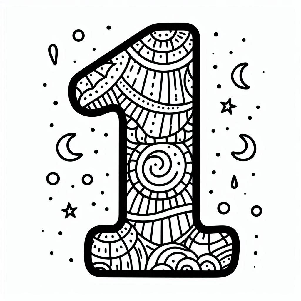 דף צביעה של הספרה 1 דף צביעה של הספרה 1