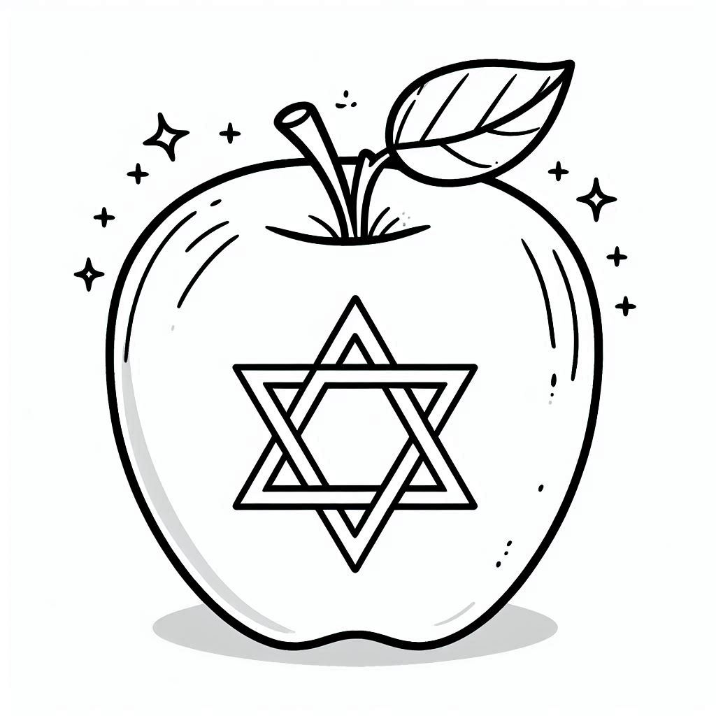 תפוח עם מגן דוד לצביעה תפוח עם מגן דוד לצביעה