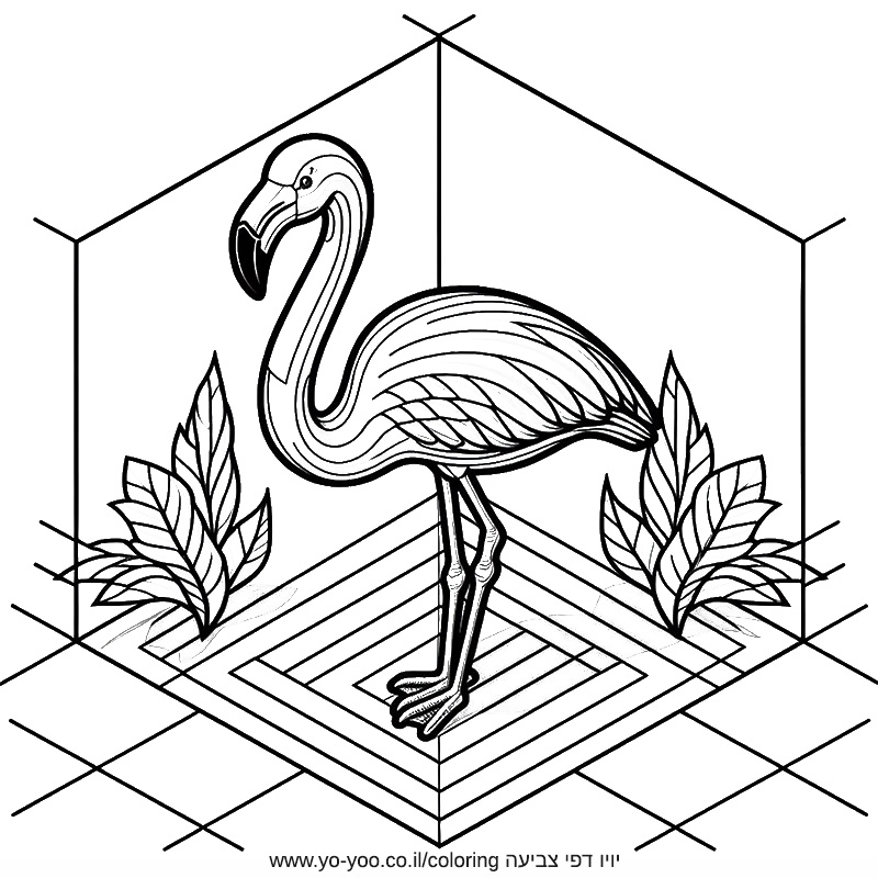 פלמינגו תלת מימדי לצביעה פלמינגו תלת מימדי לצביעה