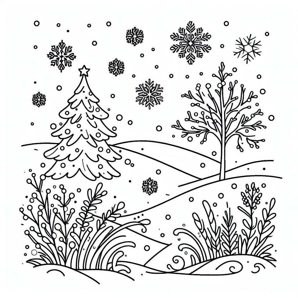 דף צביעה של שלג יורד דף צביעה של שלג יורד