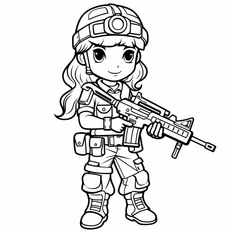 חיילת מצוירת לצביעה חיילת מצוירת לצביעה