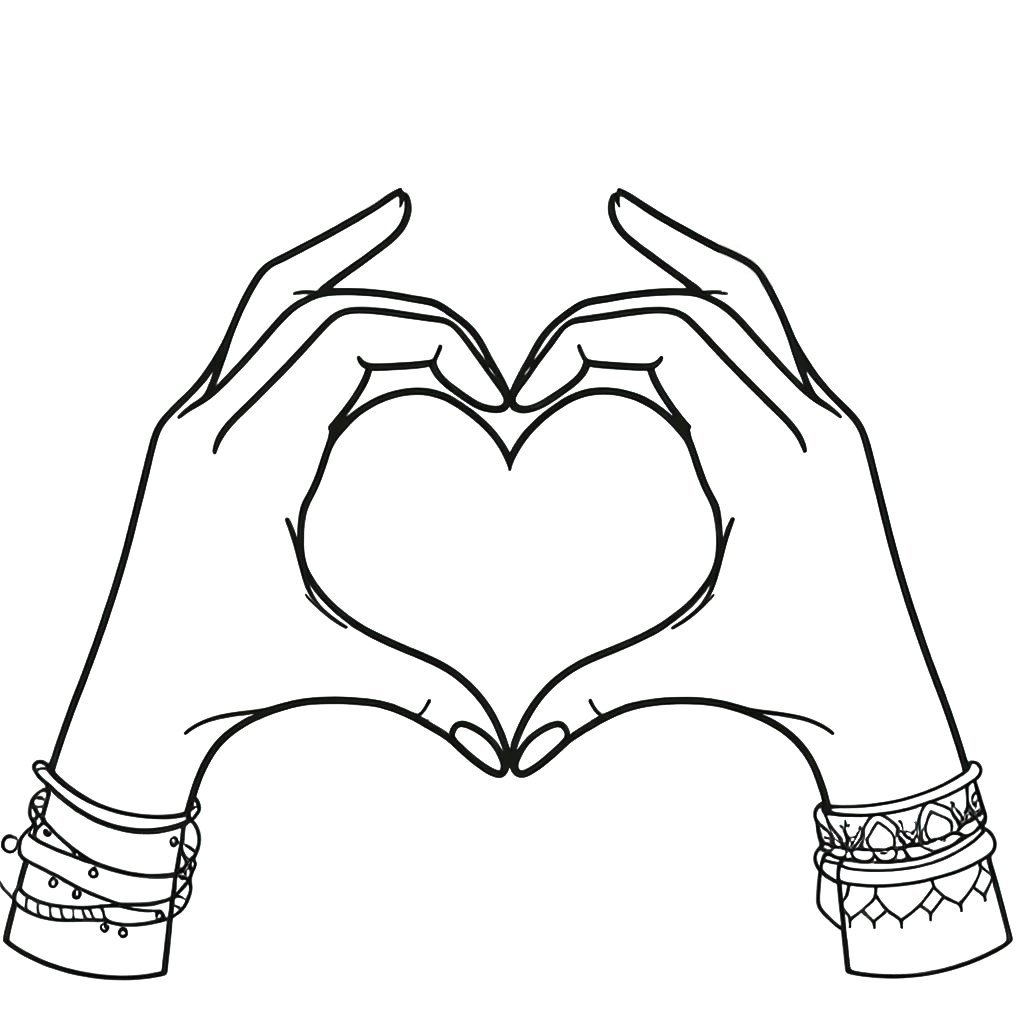 לב עם הידיים לצביעה לב עם הידיים לצביעה