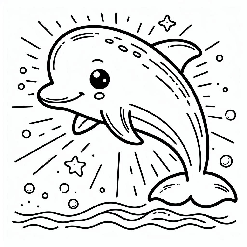 דף צביעה של דולפין חמוד דף צביעה של דולפין חמוד