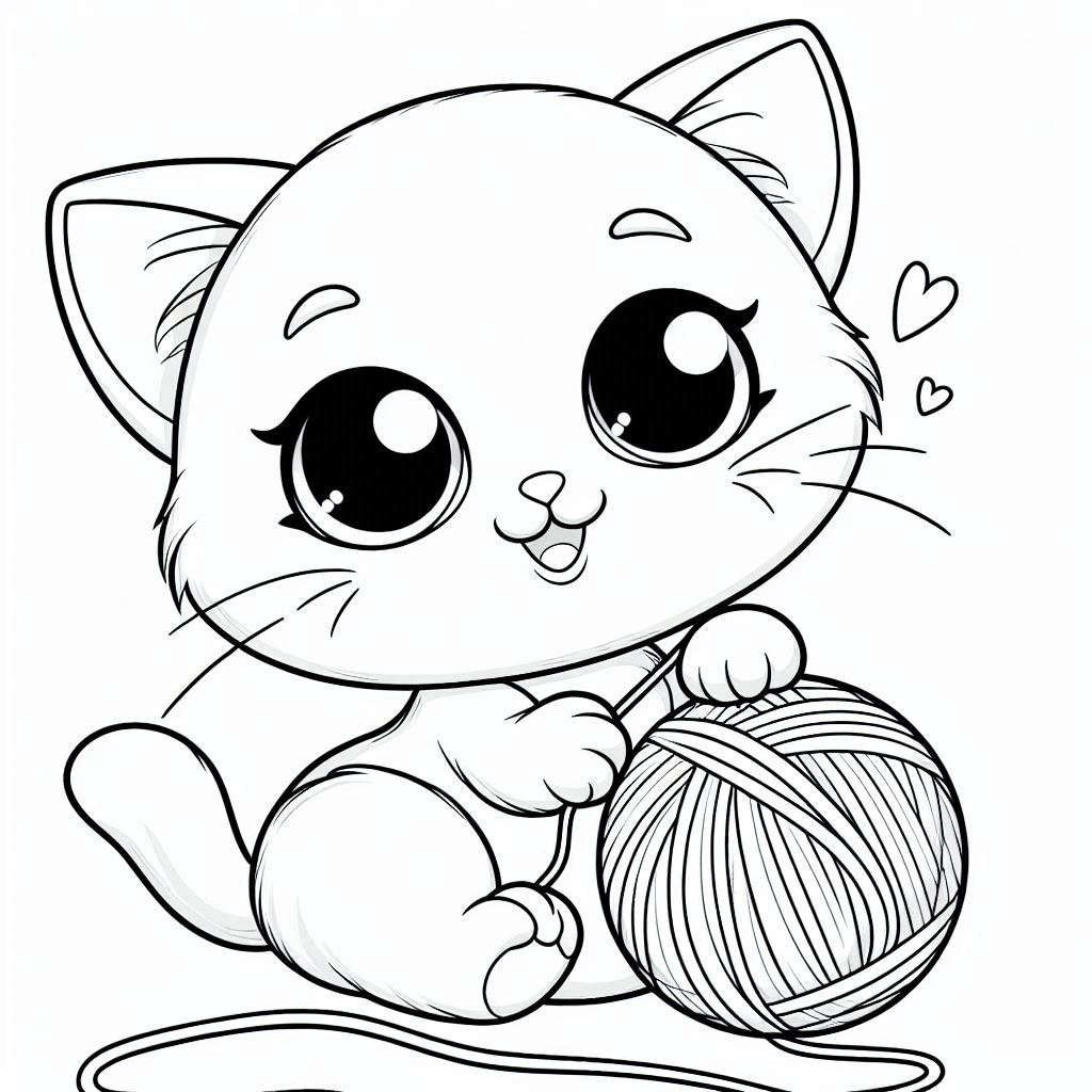 חתול משחק עם כדור לצביעה חתול משחק עם כדור לצביעה