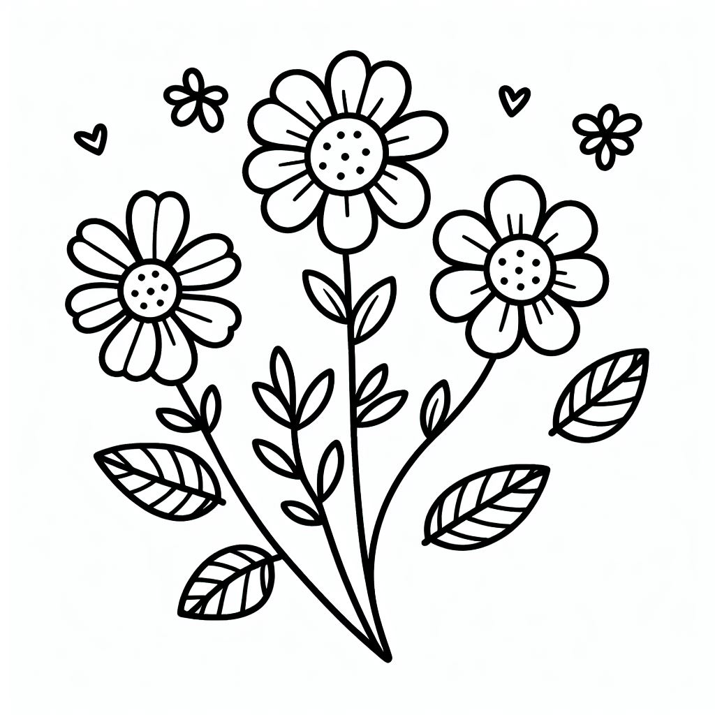 דף צביעה של פרחים פשוטים דף צביעה של פרחים פשוטים