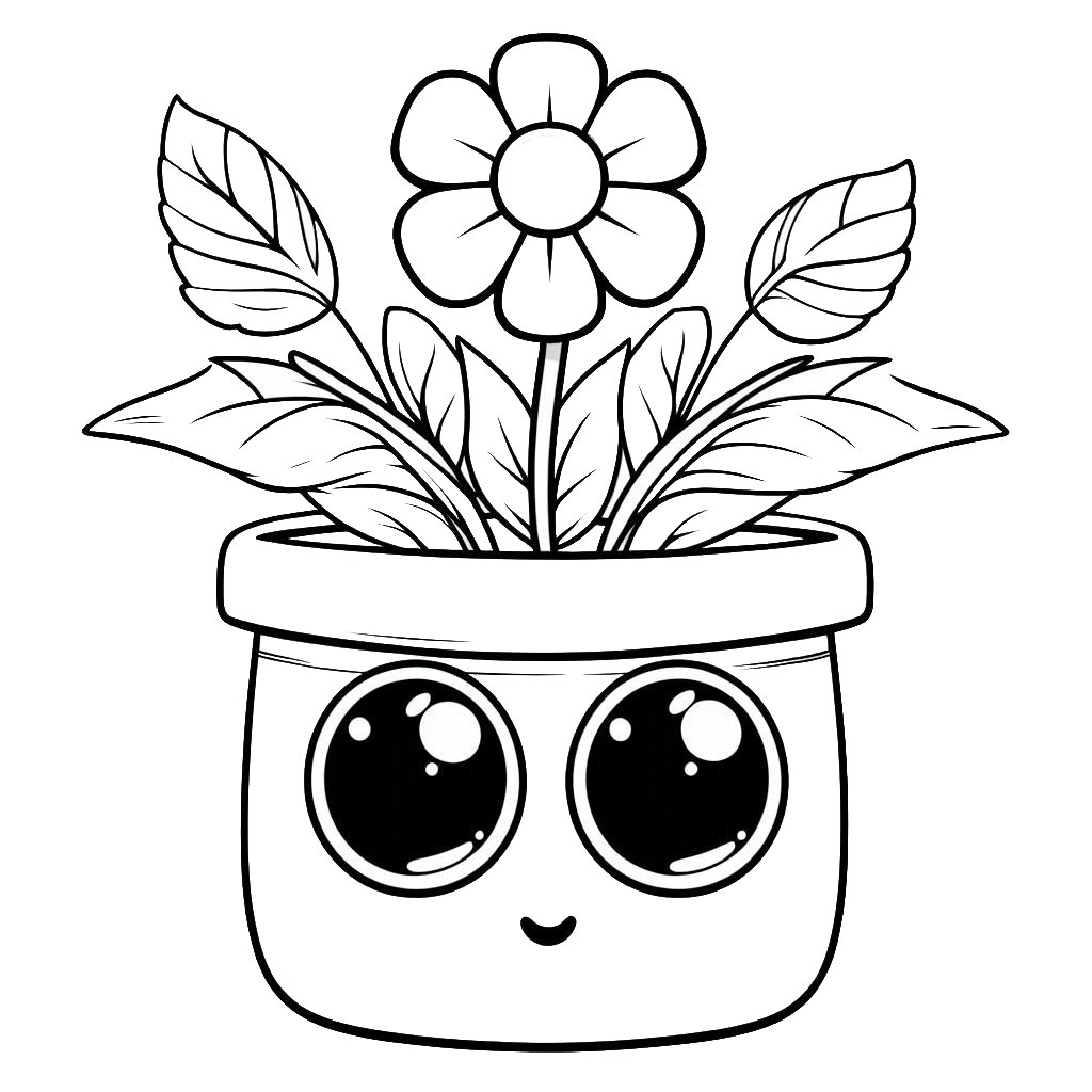 עציץ עם פרח לצביעה עציץ עם פרח לצביעה