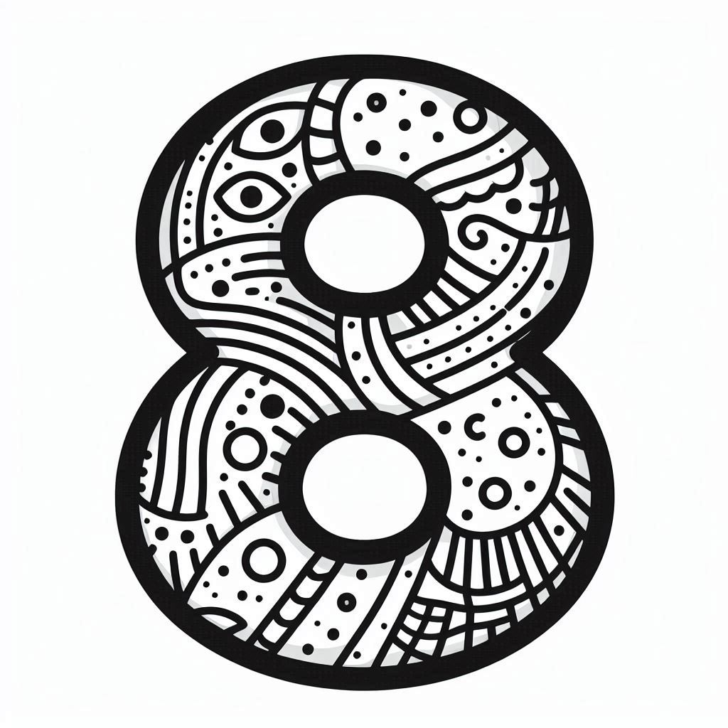 דף צביעה של מספר 8 דף צביעה של מספר 8