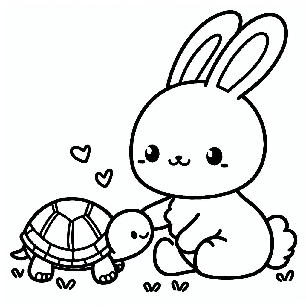 דף צביעה של ארנב וצב דף צביעה של ארנב וצב