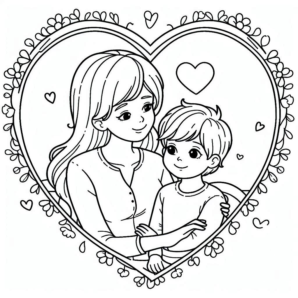 דף צביעה של אמא ובן דף צביעה של אמא ובן