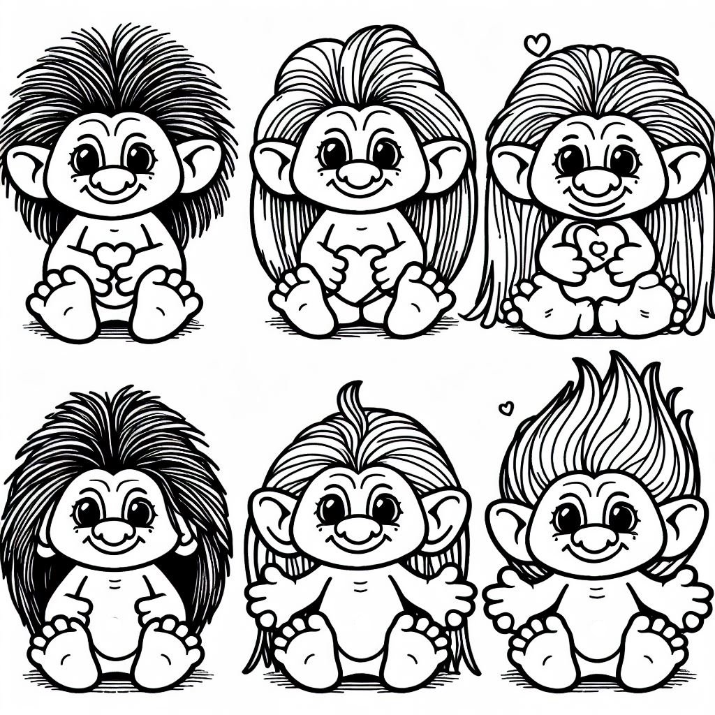 דף צביעה של בובות טרולים דף צביעה של בובות טרולים