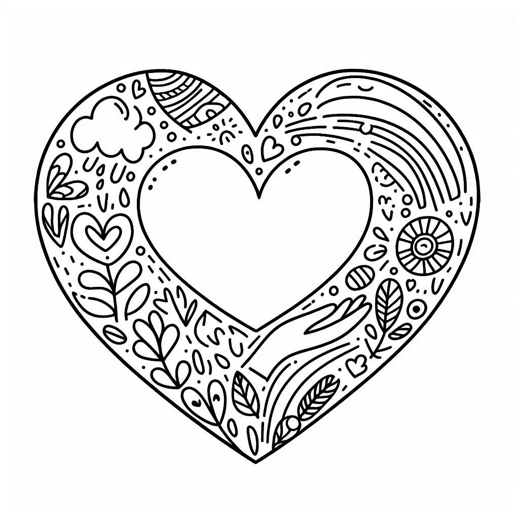 לב בתוך לב לצביעה לב בתוך לב לצביעה