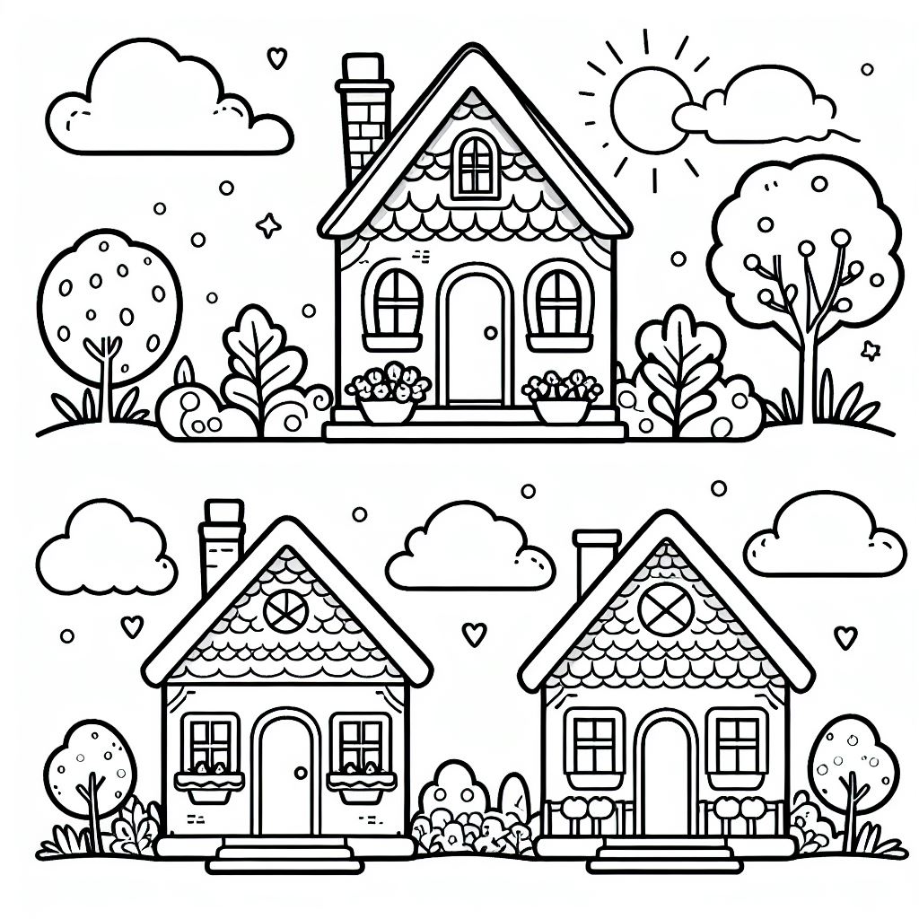 דף צביעה של בתים דף צביעה של בתים