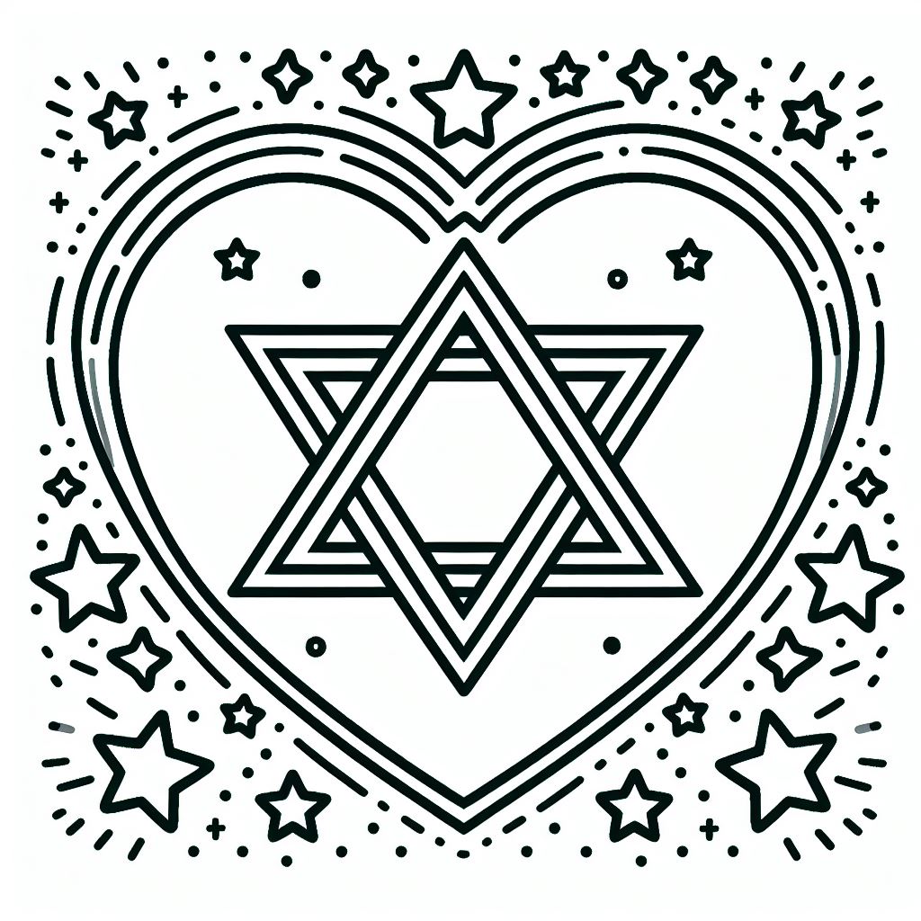 לב ומגן דוד לצביעה לב ומגן דוד לצביעה