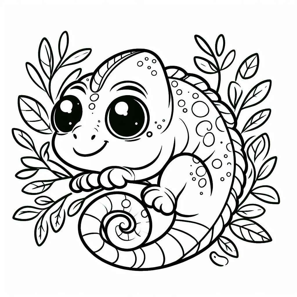 דף צביעה של זיקית חמודה דף צביעה של זיקית חמודה