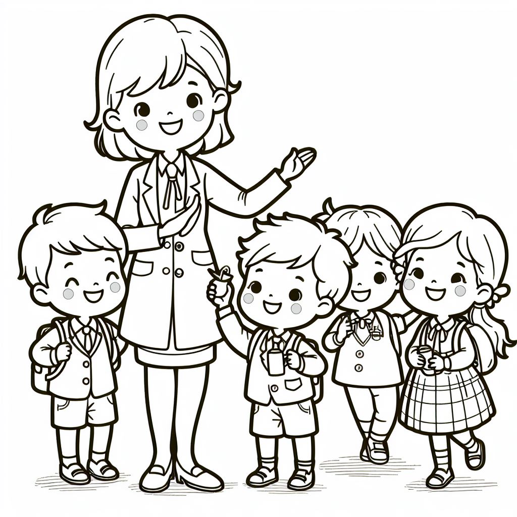 דף צביעה של גננת וילדים דף צביעה של גננת וילדים