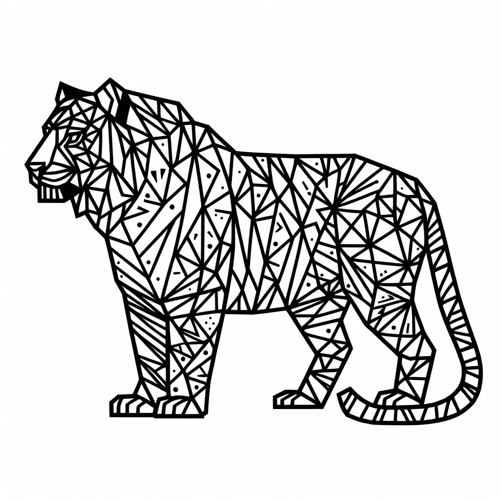 דף צביעה של נמר גיאומטרי דף צביעה של נמר גיאומטרי