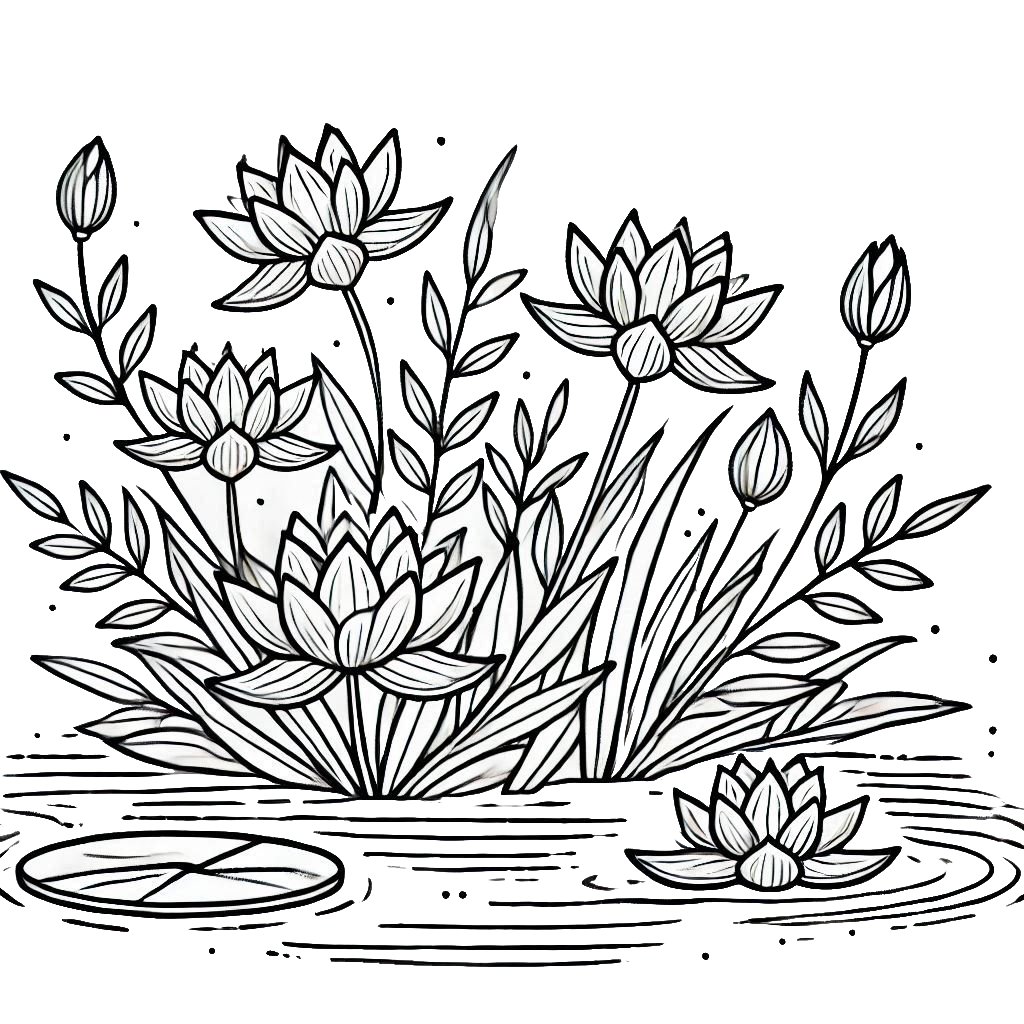 דף צביעה של פרחי מים דף צביעה של פרחי מים