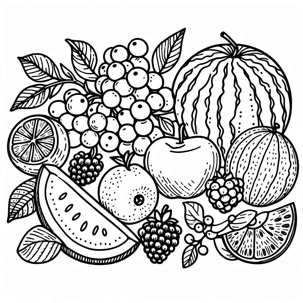 דף צביעה של פירות קיץ דף צביעה של פירות קיץ