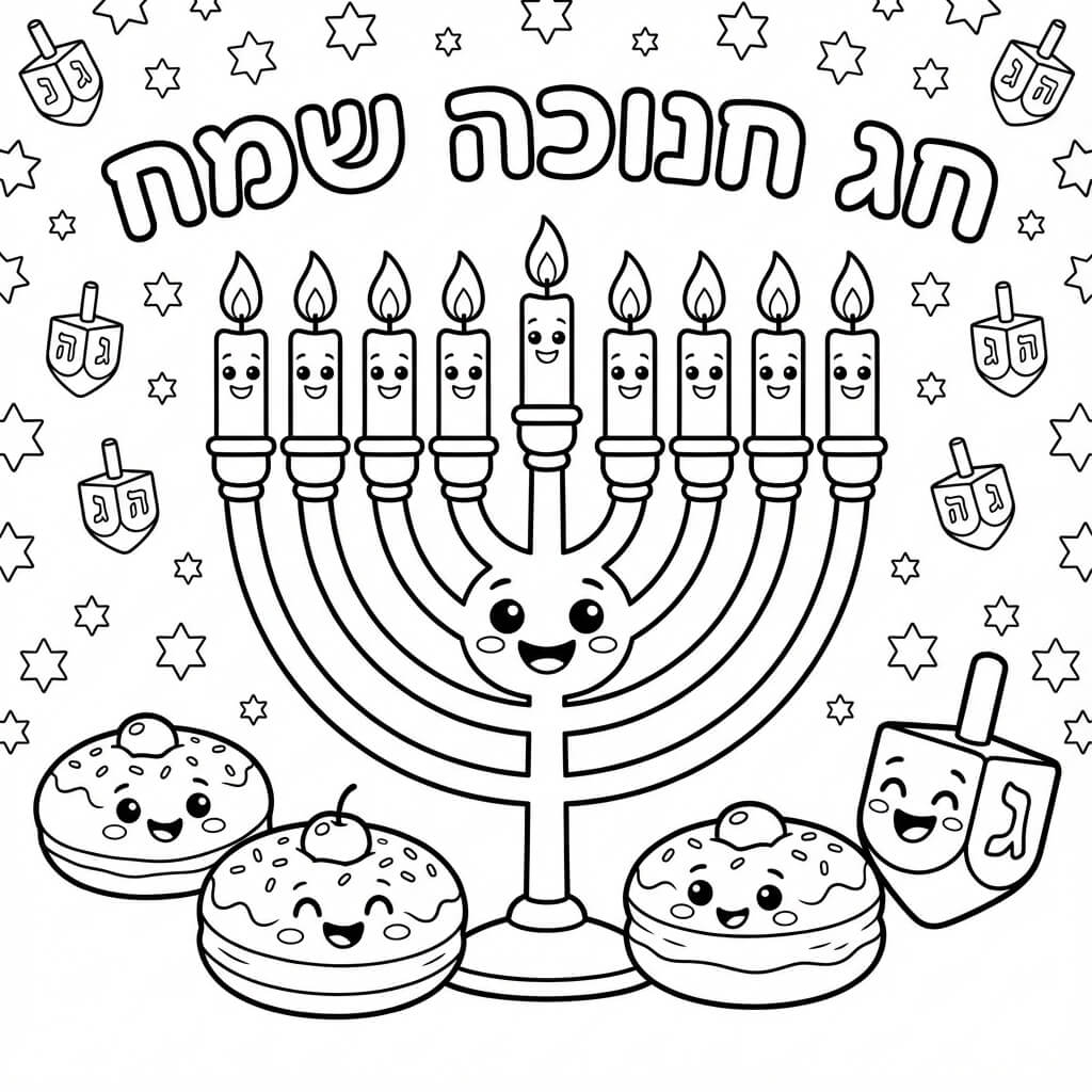 כרטיס ברכה לחנוכה לצביעה כרטיס ברכה לחנוכה לצביעה