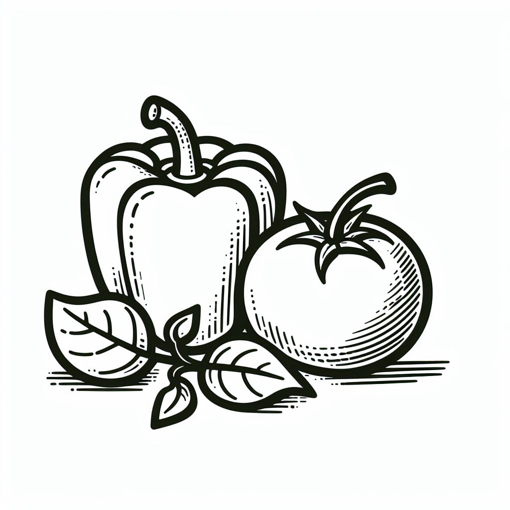 דף צביעה של פלפל עגבנייה דף צביעה של פלפל עגבנייה