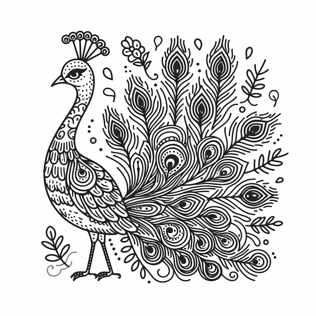 דף צביעה של טווס חמוד דף צביעה של טווס חמוד