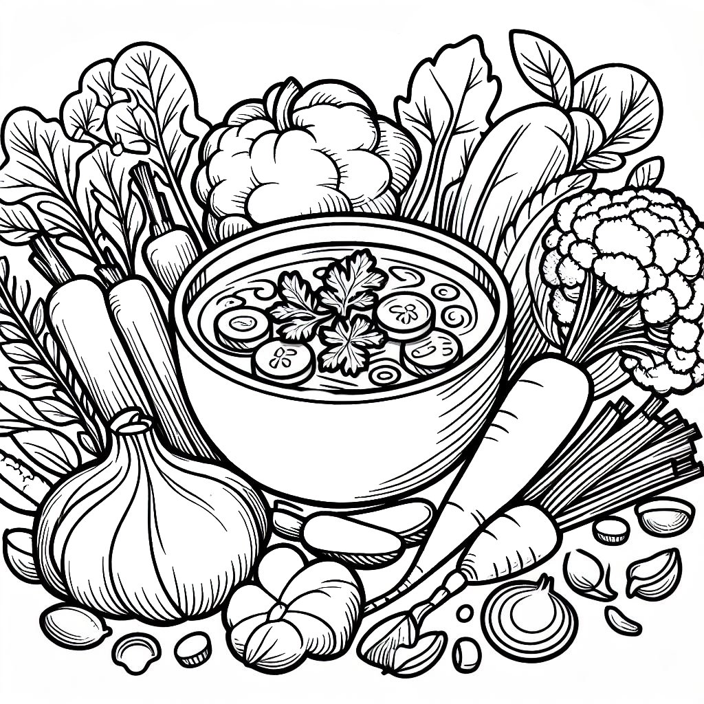 דף צביעה של מרק ירקות דף צביעה של מרק ירקות