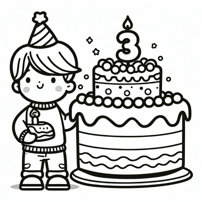 עוגה ליום הולדת 3 לצביעה עוגה ליום הולדת 3 לצביעה