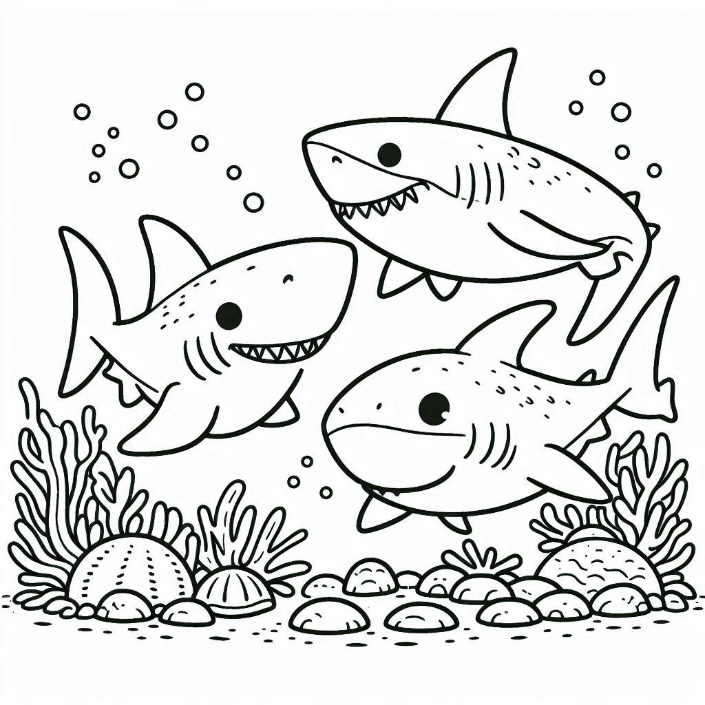 דף צביעה של כרישים דף צביעה של כרישים