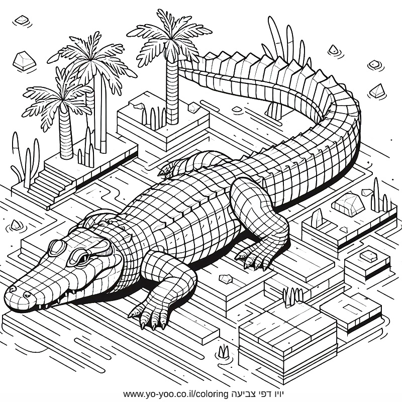 תנין תלת מימדי לצביעה תנין תלת מימדי לצביעה