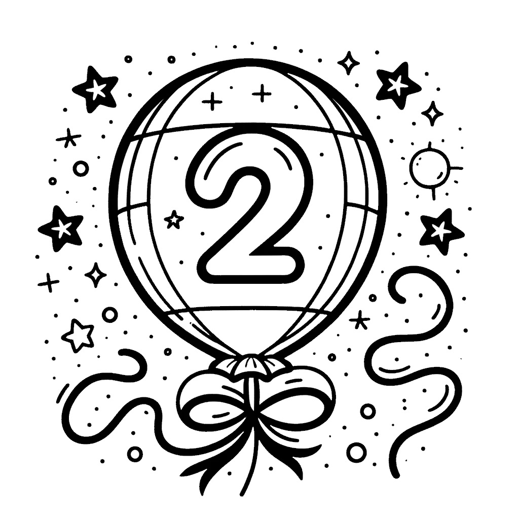 בלון עם המספר 2 לצביעה בלון עם המספר 2 לצביעה