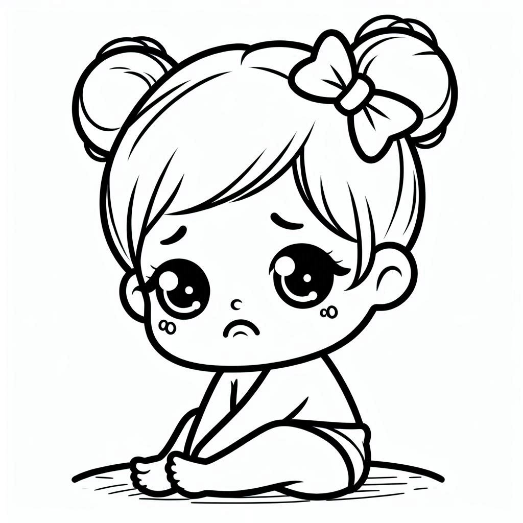 דף צביעה של תינוקת בוכה דף צביעה של תינוקת בוכה