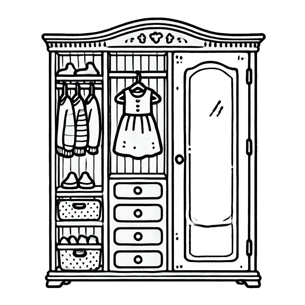 דף צביעה של ארון בגדים דף צביעה של ארון בגדים