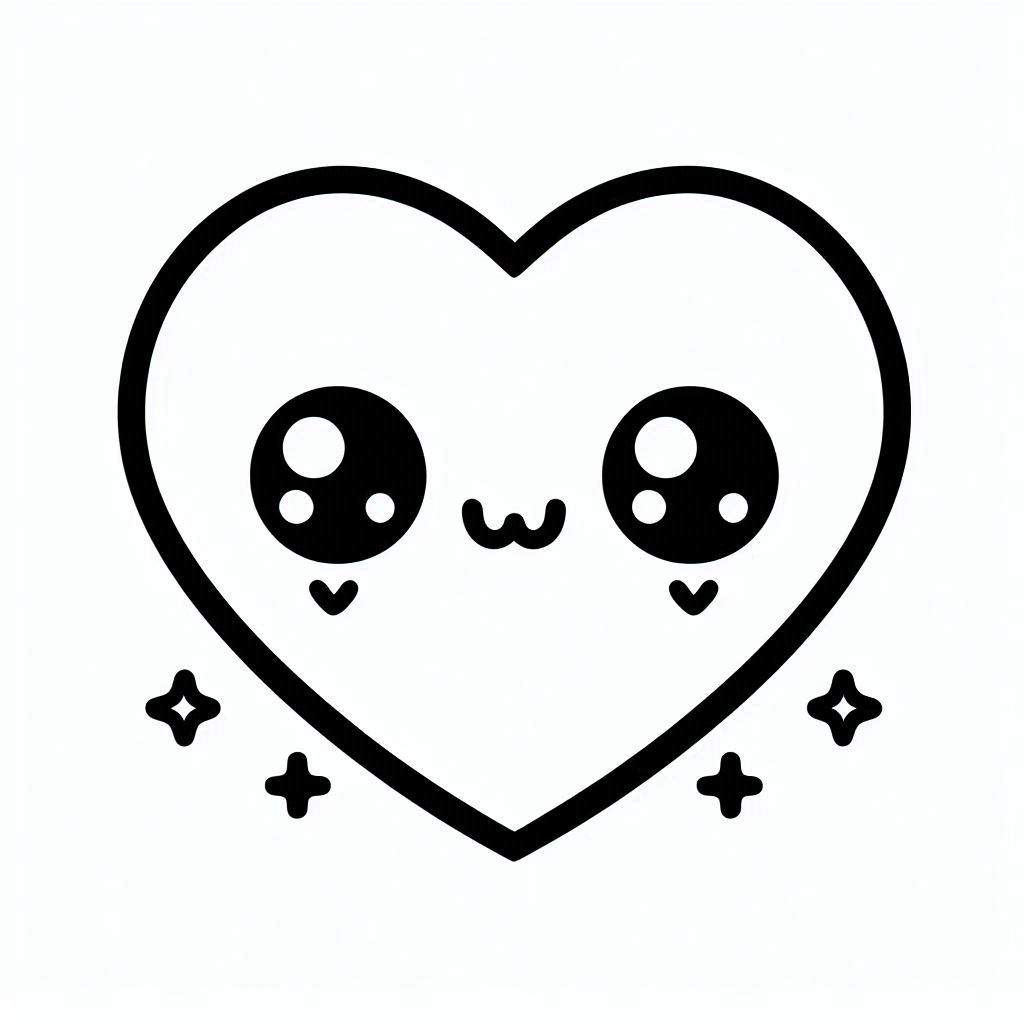 לב מתוק עם עיניים לצביעה לב מתוק עם עיניים לצביעה