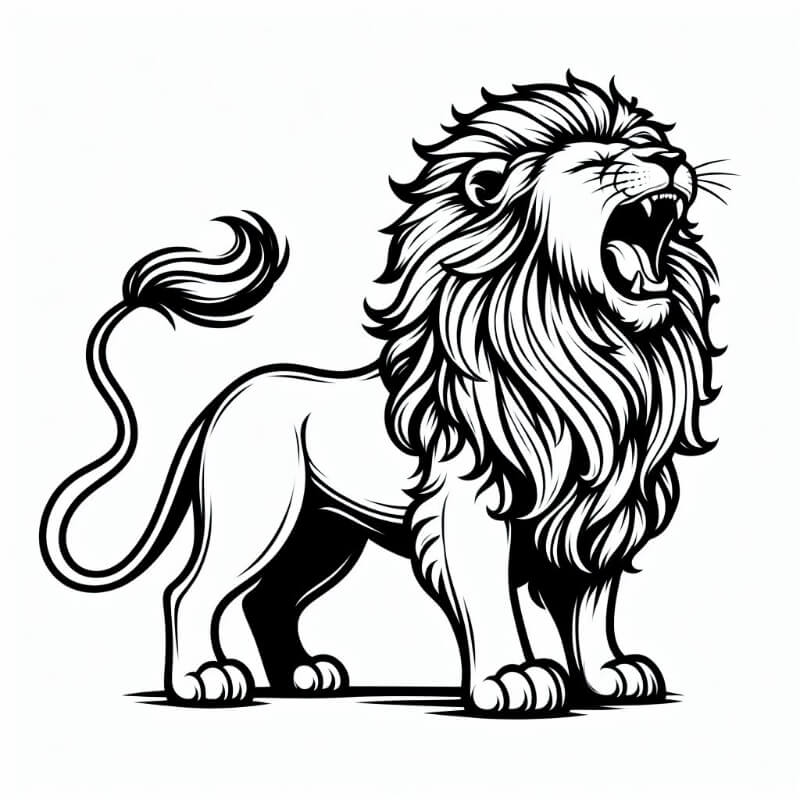 איור אריה שואג לצביעה איור אריה שואג לצביעה