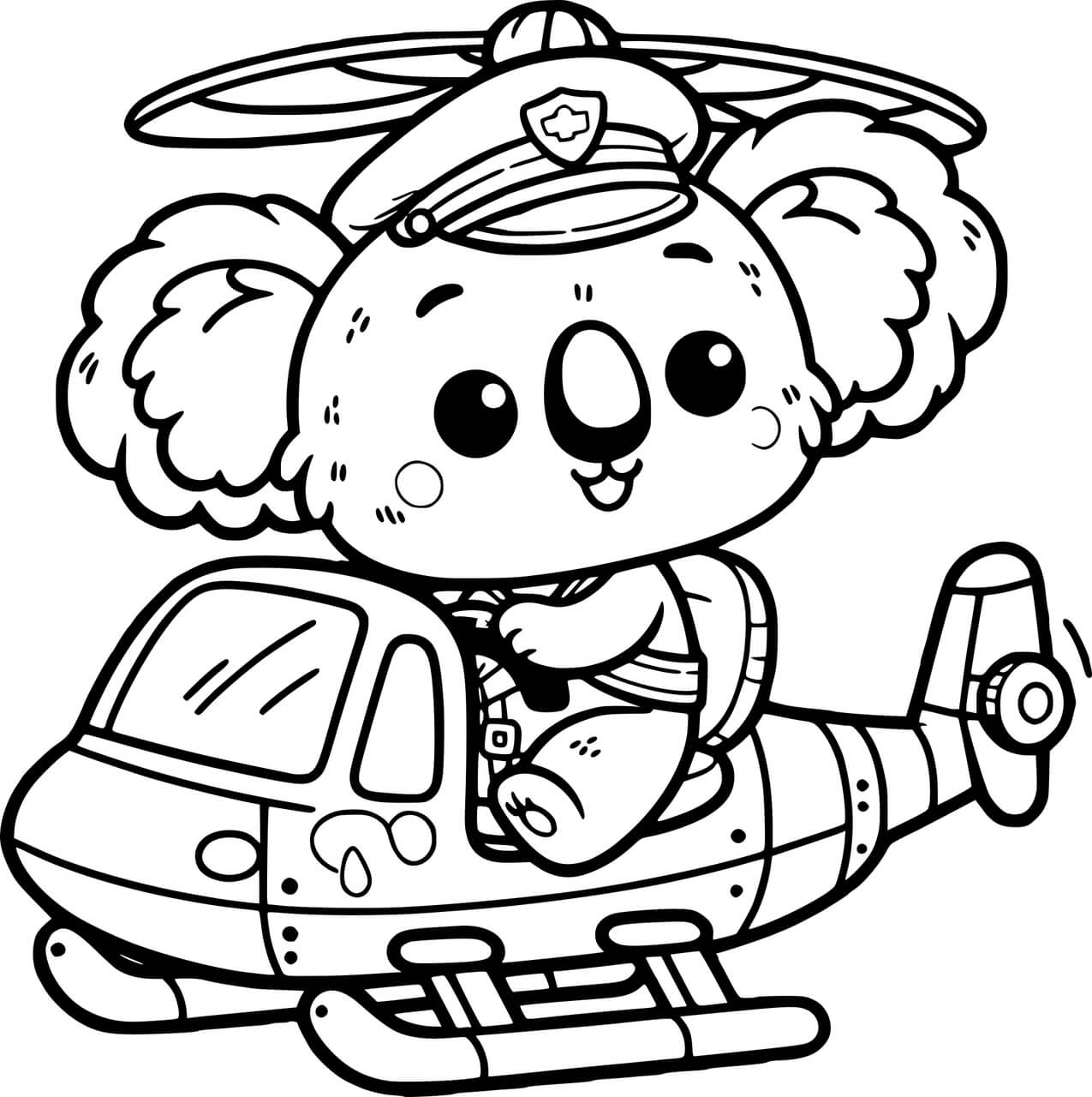 דף צביעה של קואלה במסוק דף צביעה של קואלה במסוק