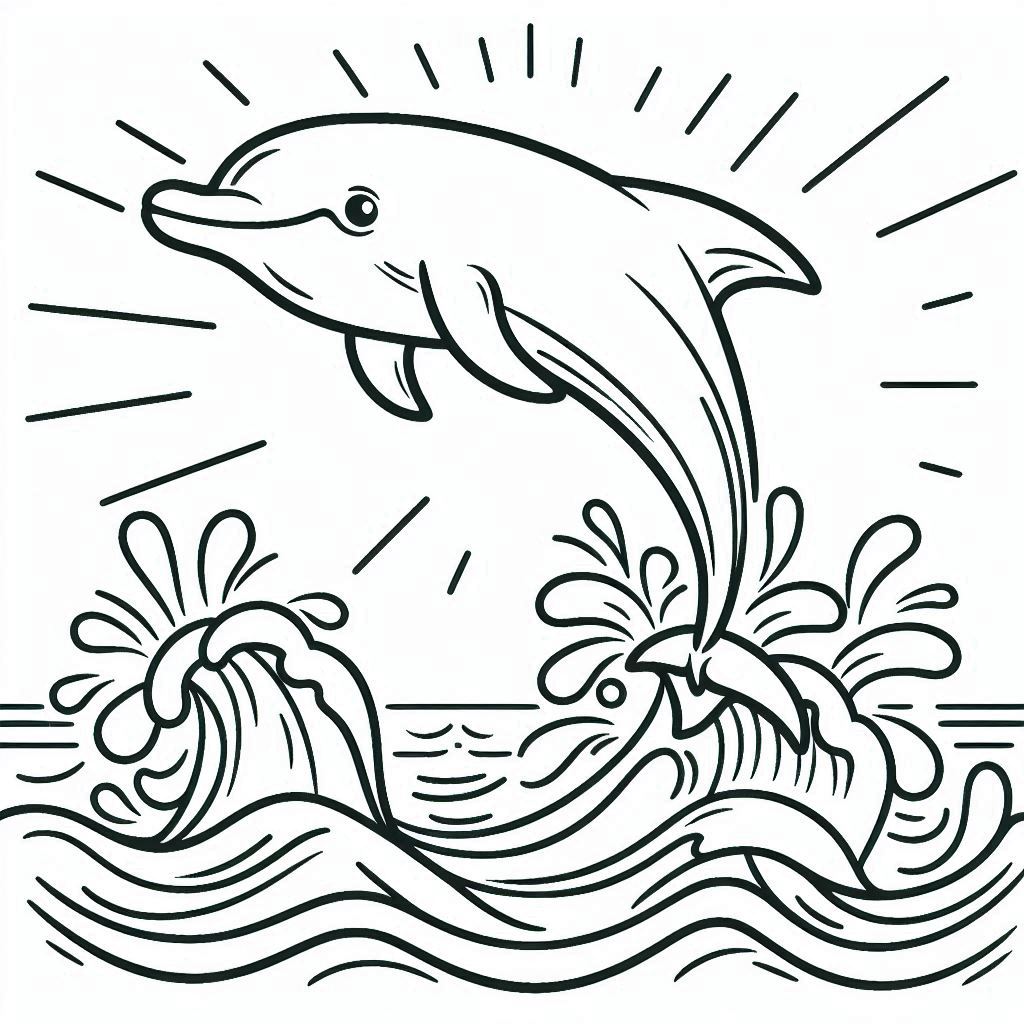 דולפין חמוד קופץ לצביעה דולפין חמוד קופץ לצביעה