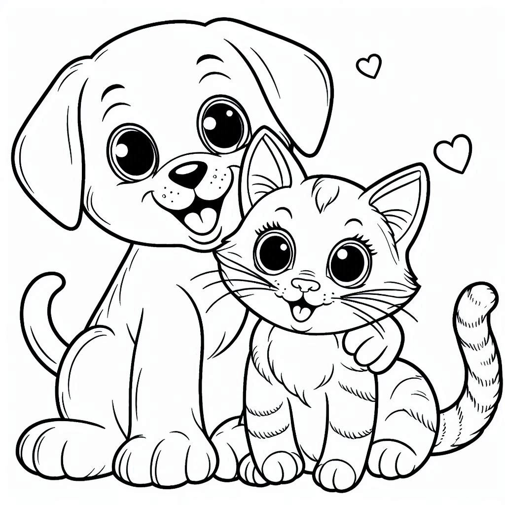 דף צביעה של כלב וחתול דף צביעה של כלב וחתול