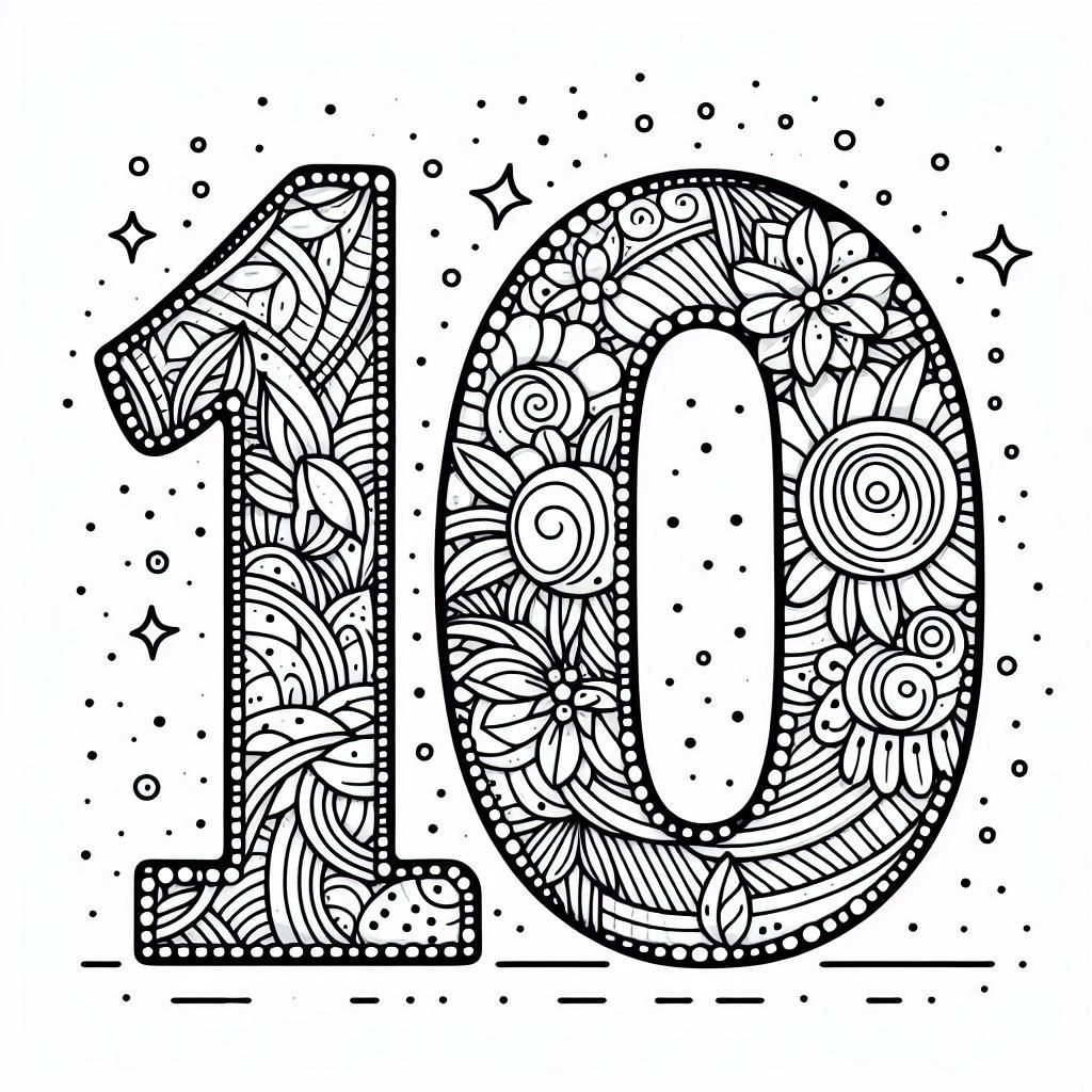 דף צביעה של מספר 10 דף צביעה של מספר 10