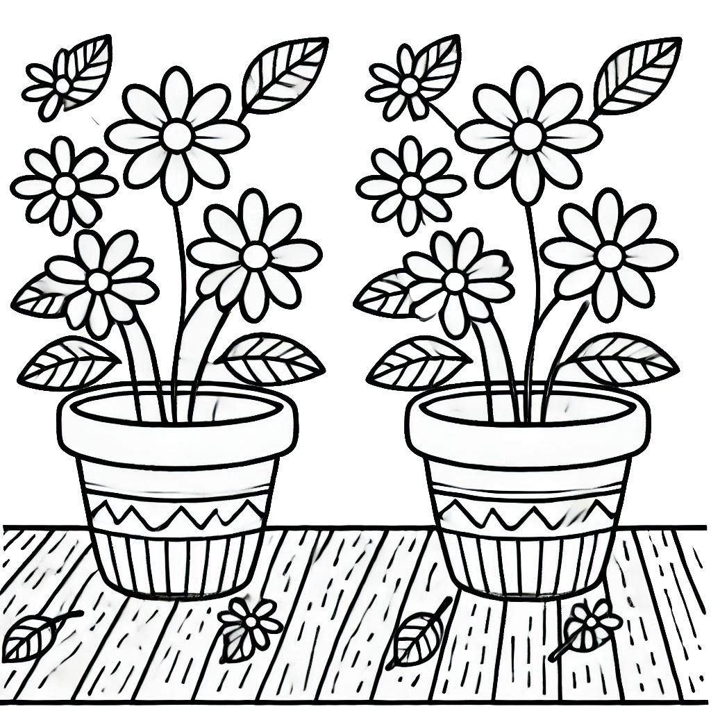 עציצים עם פרחים לצביעה עציצים עם פרחים לצביעה