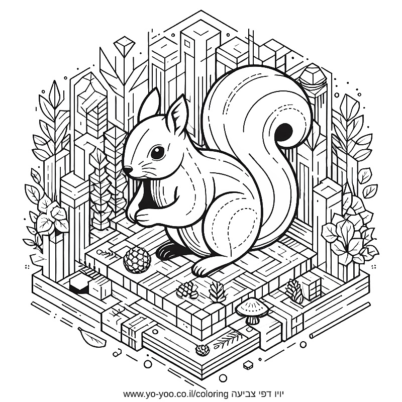 סנאי תלת מימדי לצביעה סנאי תלת מימדי לצביעה