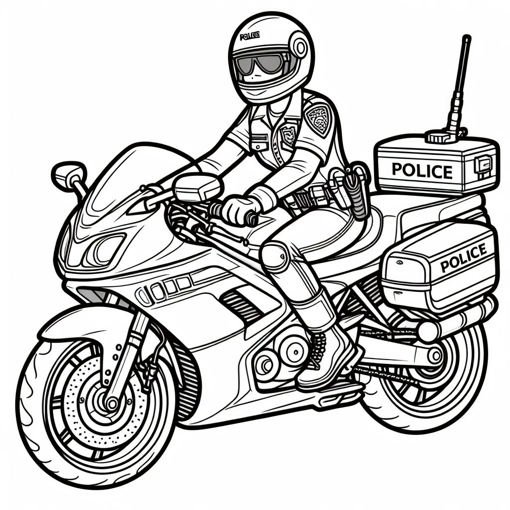 שוטרת על אופנוע לצביעה שוטרת על אופנוע לצביעה