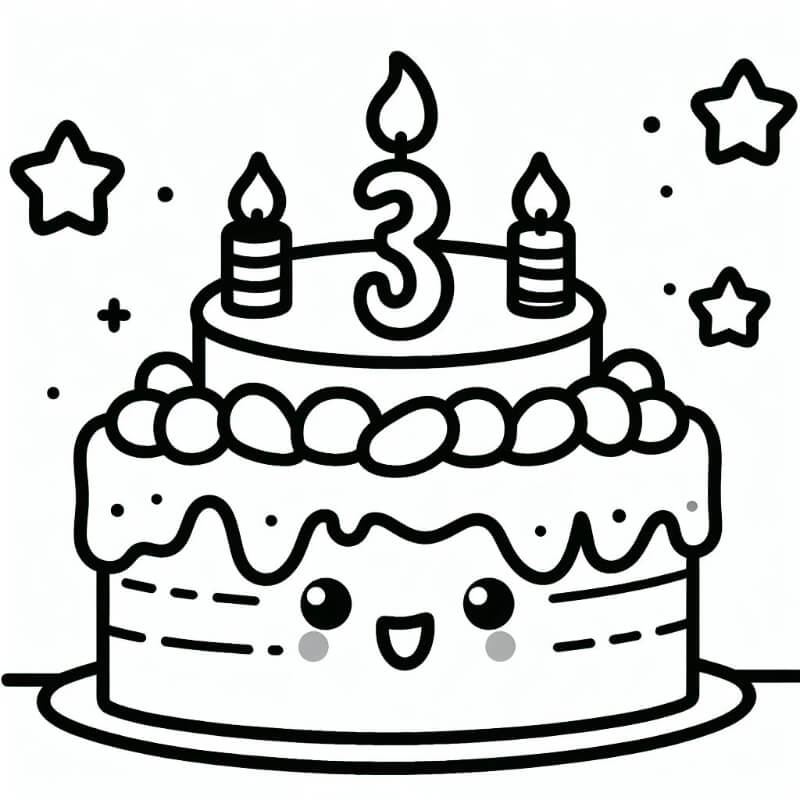 עוגה עם המספר 3 לצביעה עוגה עם המספר 3 לצביעה