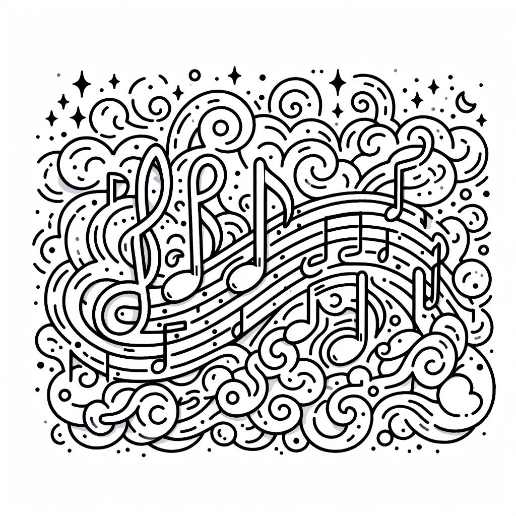 דף צביעה של תווי מוזיקה דף צביעה של תווי מוזיקה