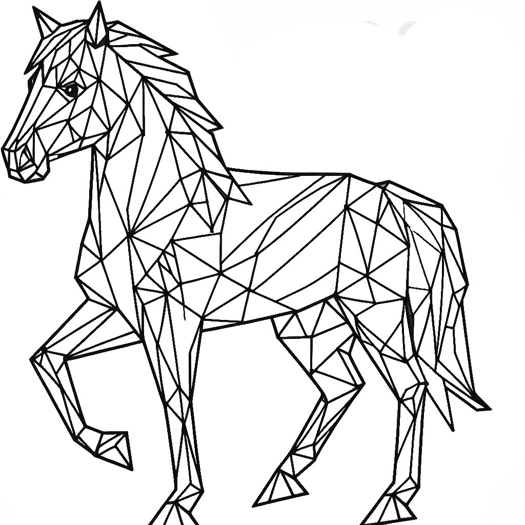 דף צביעה של סוס גיאומטרי דף צביעה של סוס גיאומטרי