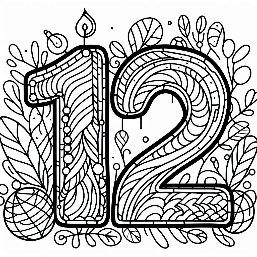 דף צביעה של מספר 12 דף צביעה של מספר 12